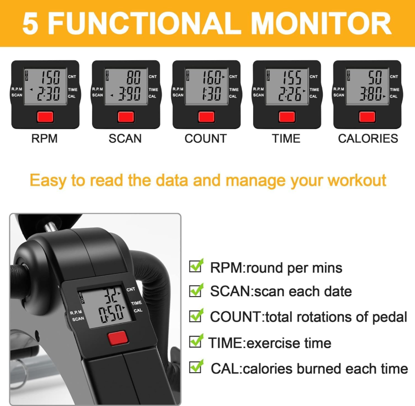 Digital Exercise Pedal Cycle | Portable Pedal Exerciser | Digital Display Monitor | Arm & Leg Workout Machine | Compact Fitness Equipment for Home, Office & Physical Therapy | Adjustable Resistance | Low Impact Exercise Bike By AIMS MART