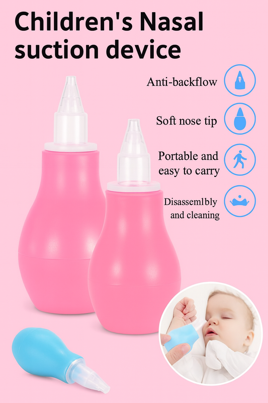 Baby Nasal Aspirator Newborn Nose Cleaner Baby Care Tool PP Safety Silicone Tip Removable Easy to Clean Anti-backflow Design Elastic Nasal Suction Pump