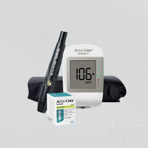 Accu check glucometer Life time warranty, With 10 strip , Accu check instant S, Instant S glucometer