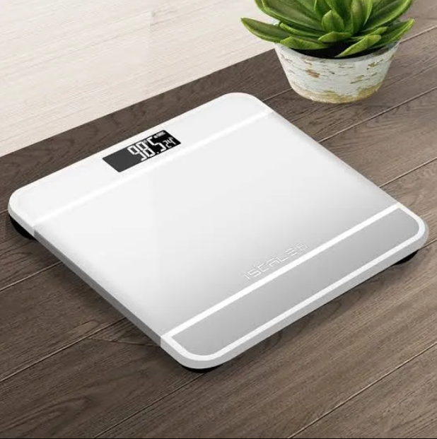 180KG Electronic Digital Body Weight Scale with LCD Display, Tempered Glass Bathroom Weighing Machine, High Accuracy, Step-On, Battery Included