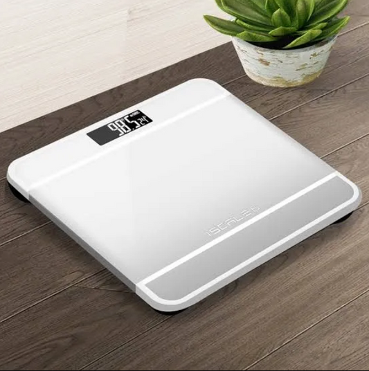 180KG Electronic Digital Body Weight Scale with LCD Display, Tempered Glass Bathroom Weighing Machine, High Accuracy, Step-On, Battery Included
